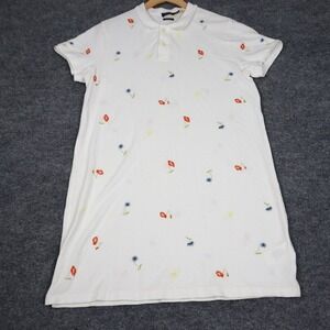 Polo Ralph Lauren Polo Dress Mesh Mini White Floral Embroidered Womens XL READ